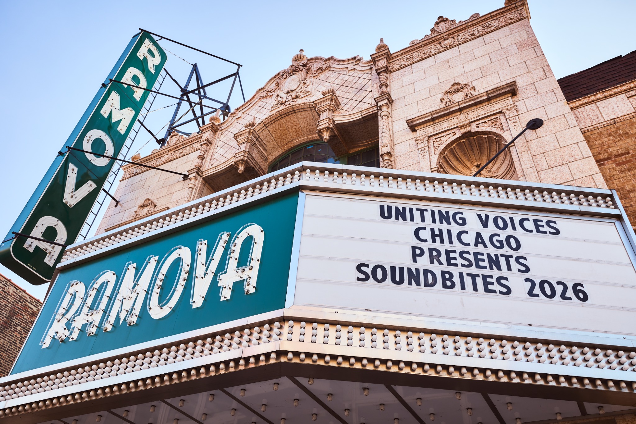 Ramova marquee for the Uniting Voices Chicago SoundBites event